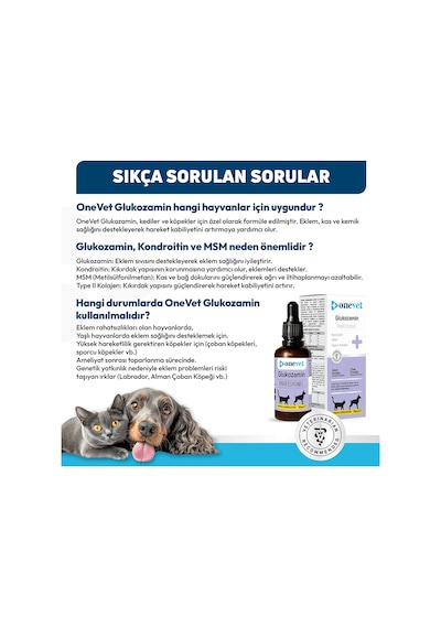 Onevet Kedi ve Köpekler İçin Eklem ve Kıkırdak Sağlığı Destekleyici Glukozamin Damla 50 Ml