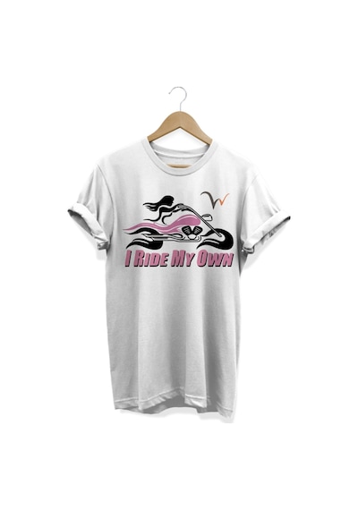 I Ride My Own Beyaz Baskılı Beyaz T-shirt Beyaz