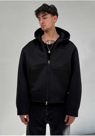 Zaee Oversize Scuba Zipp Hoodie Siyah