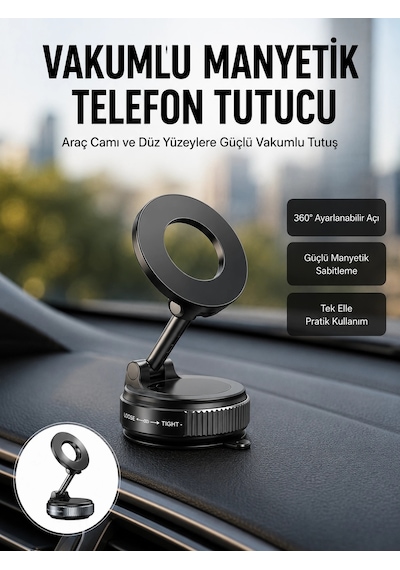 360 Derece Ayarlanabilir Manyetik Araç Telefon Standı Yeni Nesil 1 Adet