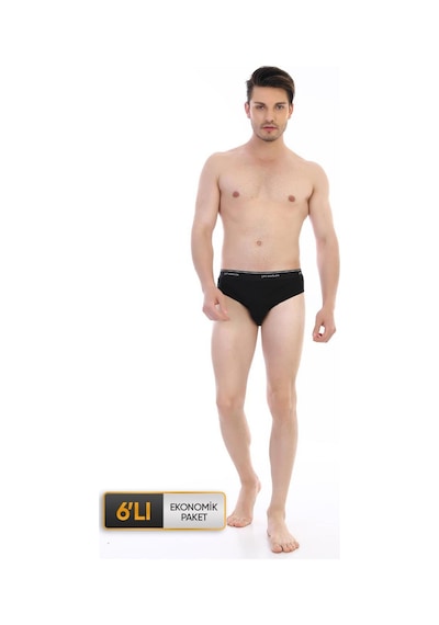 Çift Kaplan Erkek Ribana Klasik Siyah Slip 0870 6'lı Ekonomik Paket Siyah