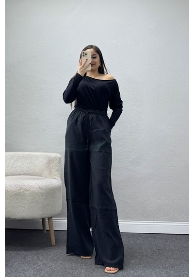 Modi Soft Touch Dokuma Modal Pantolon Siyah - 30810.1837. Altın - Siyah