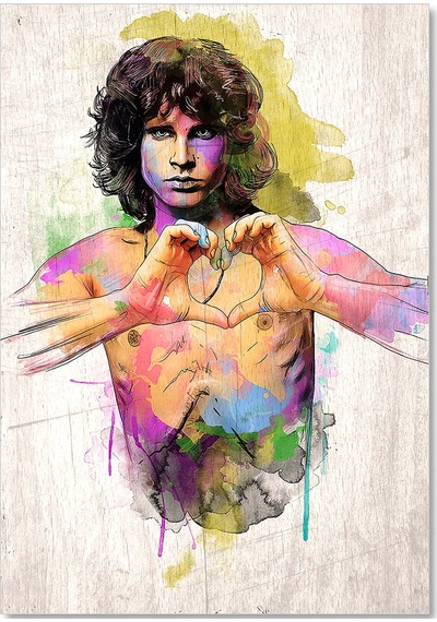 Cakasepetim Jim Morrison Kalp Figürü Görseli Ahşap Mdf Tablo