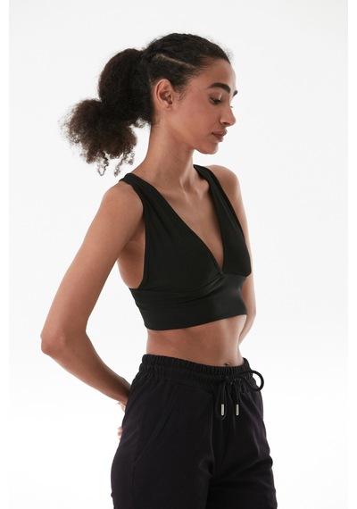 Fullamoda Basic Fitilli Kaplı Büstiyer Siyah
