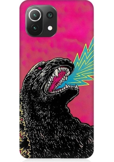 Xiaomi Mi 11 Lite Uyumlu Godzilla Siyah Ejderha Desenli Silikon Kılıf