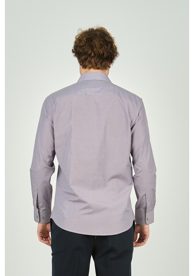 De Leone Erkek Slim Fit Ekoseli Uzun Kollu %100 Pamuk Gömlek 2062 Kahverengi Kahverengi