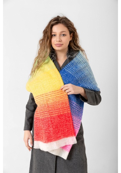 Çok Renkli Buklet Atkı Şal 67x197 CM 1288 Pembe