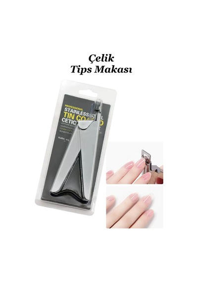 Çelik Tips Makası - Protez Tırnak Tips Kesme Makası - Takma Tırnak Makası Gümüş