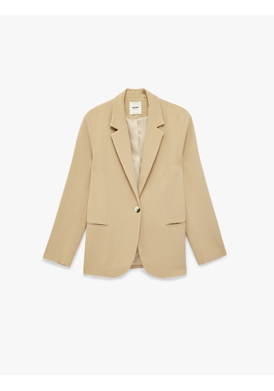 Koton Geniş Yaka Düğmeli Cep Detaylı Blazer Ceket Bej 6sak50085uw Ekru
