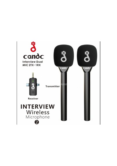 Kablosuz El Ve Yaka Mikrofon Sistemi 2 Verici 1 Alıcı, 2.4ghz Sinyal, 50m Menzil, Tak-çalıştır, Dslr/telefon Uyumlu, Röportaj Ve Canlı Yayın İçin Profesyonel Candc 2tx