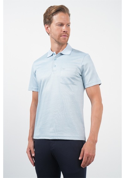 Mavi-beyaz Kendinden Desenli Polo Yaka Kısa Kol Cepli Comfort Fit Pamuklu Tişört 1011260152 Mavi - Beyaz Mavi-beyaz Kendinden Desenli Polo Yaka Kısa Kol Cepli Comfort Fit Pamuklu Tişört 1011260152 Mavi - Beyaz