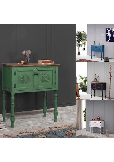 Wood Dresuar Ahşap Pastel Boyalı Eskitme Tarz Dresuar