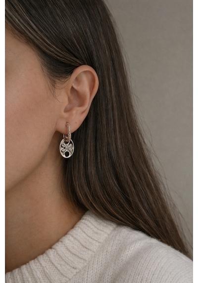 Çelik Gold & Silver Taşlı Mers Model Kisses Küpe -kararma Yapmaz- Altın