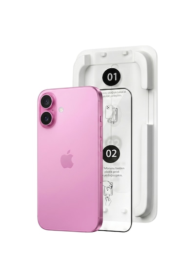 Fulltech Magicbox iPhone Uyumlu 16 / 15 Premium Tempered Glass Aparatlı Ekran Koruyucu - Clear