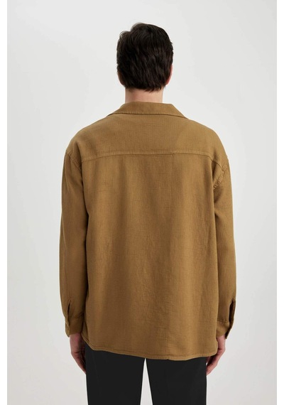 DeFacto Oversize Geniş Kalıp Polo Yaka Waffle Uzun Kollu Gömlek C2841AX24SPKH502 DeFacto Oversize Geniş Kalıp Polo Yaka Waffle Uzun Kollu Gömlek C2841AX24SPKH502