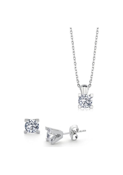 Mia Zirconia Taşlı V Model Gümüş İkili Set