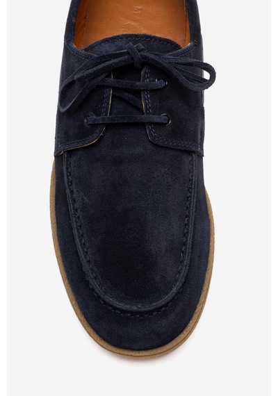 Marcomen Erkek Bağcıklı Düz Taban Loafer Ayakkabı Gerçek Deri Mc 21381 Lacivert