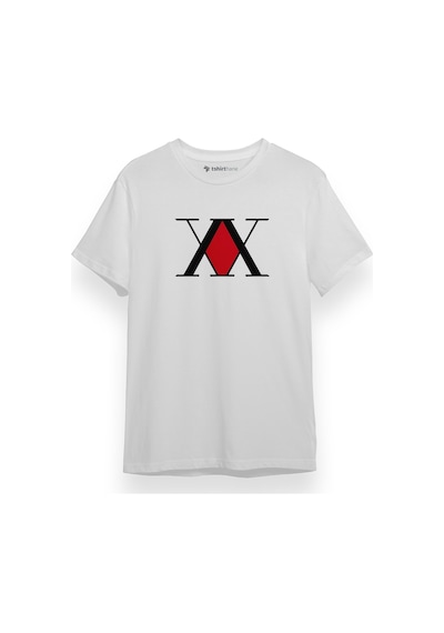 Hunter X Hunter Anime Logo Beyaz Kısa Kol Erkek Tshirt 001