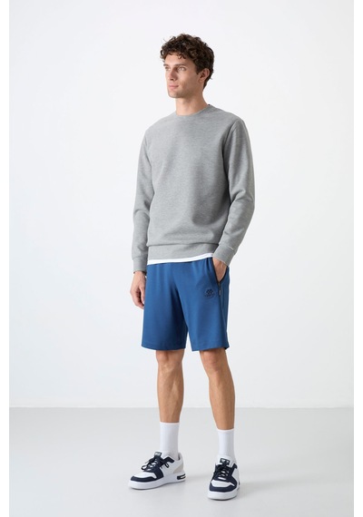 Tommy Life Gri Melanj Basic O Yaka Rahat Form Erkek Sweatshirt - 88053 GRİ MELANJ