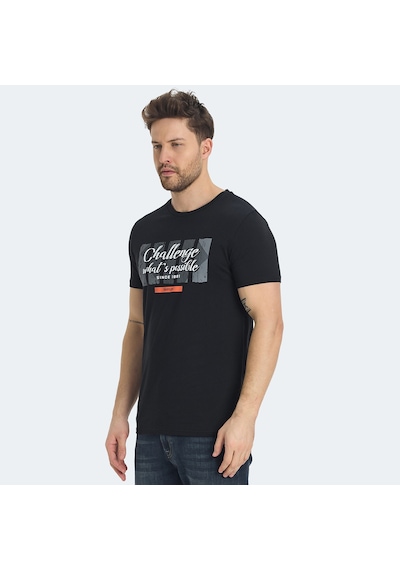 Slazenger RATAN Erkek Baskılı Siyah Tişört