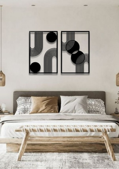 Bohem Stil Minimalist 2 Li Metal Duvar Dekoru Seti