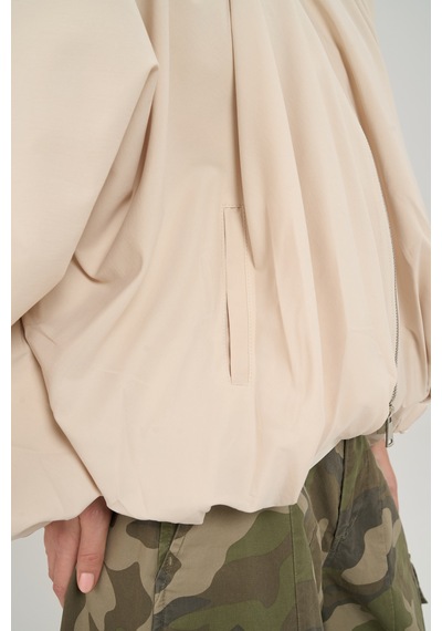 Mai Collection Amsterdam Fermuarlı Bej Bomber Ceket
