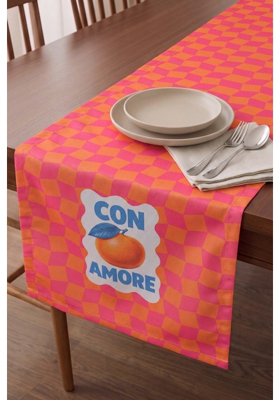 Con Amore Baskılı Runner 40x140 Cm Çok Renkli