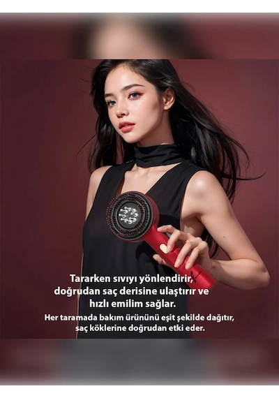 Şarjlı Ve Titreşimli Saç Masaj Tarağı Bakım Yağı Hazneli Fırça