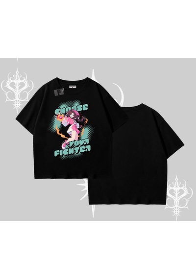 Startmore Startmore Oversize Tshirt Oversize Anime Kız Desenli Japon Stil Siyah