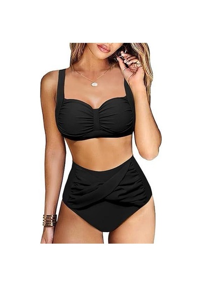 Deep Beach Yüksek Bel Twist Beli Geçme Detaylı Bikini Altı Siyah