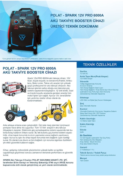 polataku Spark 12V-Pro 6000A Akü Takviye Cihazı