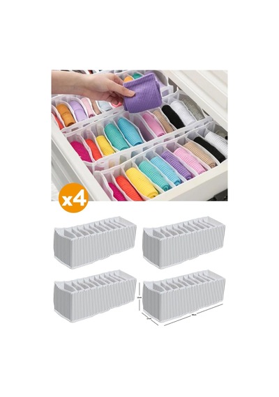 Ayrex 4 Adet - 11 Gözlü Çekmece Içi Akordiyon Organizer - Medium 15 X 44 X 17 Genel