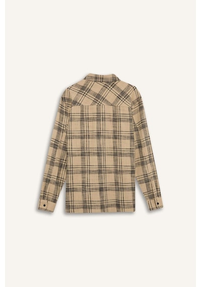 DeFacto %100 Pamuk Regular Fit Kareli Oduncu Flanel Uzun Kollu Gömlek D6727AX25SPBG540