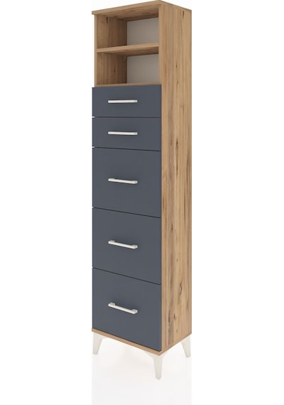 Arges Dolap 2 Raflı 5 Çekmeceli 44x30x182 Çam-antrasit Çam Arges Dolap 2 Raflı 5 Çekmeceli 44x30x182 Çam-antrasit Çam