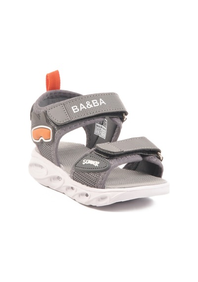 Füme Cırtlı Işıklı Kız Bebek Sandalet 018127 B Füme