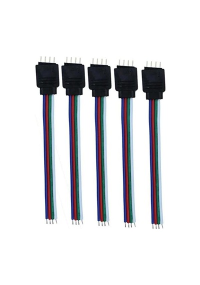 5'li Set 4 Pin Erkek Rgb Led Soketli Kablo 10cm Lehimsiz Bağlantı Kablosu Rgb Led Şerit Uyumlu 12v 24v