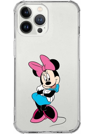 Apple Uyumlu iPhone 13 Pro  Köşe Korumalı Antişok Kapak Minnie Mouse Tasarımlı Şeffaf Kılıf