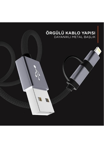 LinkTech K555 2in1 Lightning / Micro USB Şarj Kablosu