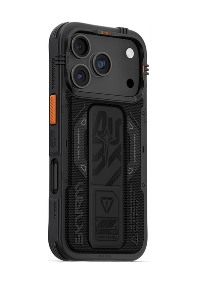 Apple Uyumlu iPhone 17 Pro Kılıf Skinarma M-safe Şarj Özellikli Airbag Standlı Phantom Kapak Siyah