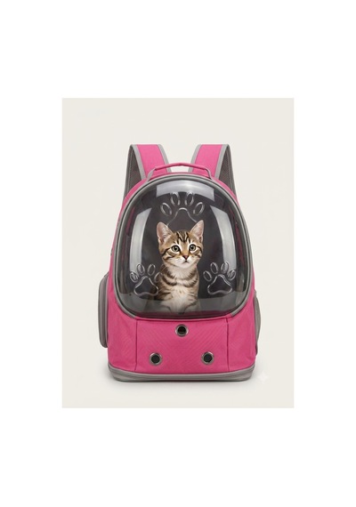 Ufo Kedi Köpek Taşıma Sırt Çantası & Pencereli & Uçak, Kabin Uyumlu, Hava Kanallı & Konforlu Pembe