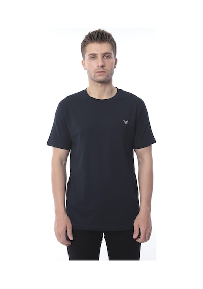 Slim Fit Kısa Kol Nakışlı %100 Pamuklu T-shirt Fs-003011 - Lacivert-2177
