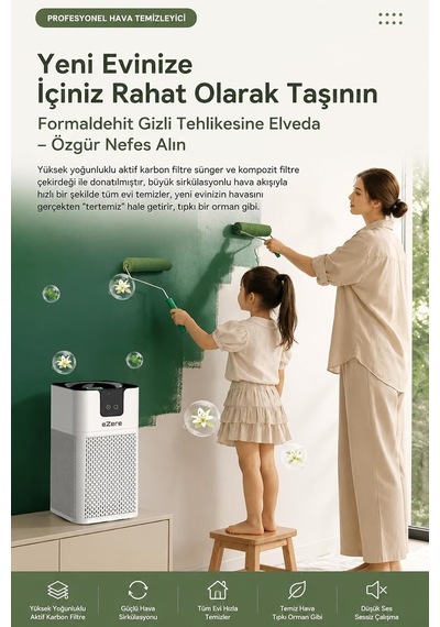 Pureair Akıllı Hava Temizleyici Hepa Filtreli Negatif İyon Hava Arıtıcı, Beyaz Diğer