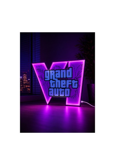 Gta 6 Led Lamba Dekoratif Oda Lambası Gaming Oyuncu Odası Masaüstü Dekorasyon Işığı