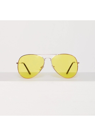 Trendexa Unisex Gold Metal Çerçeveli Damla Gözlük Kutulu