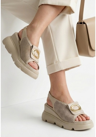 Gurkstore Gwon Bej Cilt Dolgu Topuk Sandalet Çok Renkli