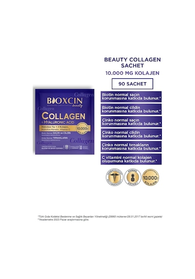 Bioxcin Beauty Collagen Toz Saşe  10.000 Mg 3 Al 2 Öde Tip 1 - Tip 3 Hidrolize Kolajen - Keratin