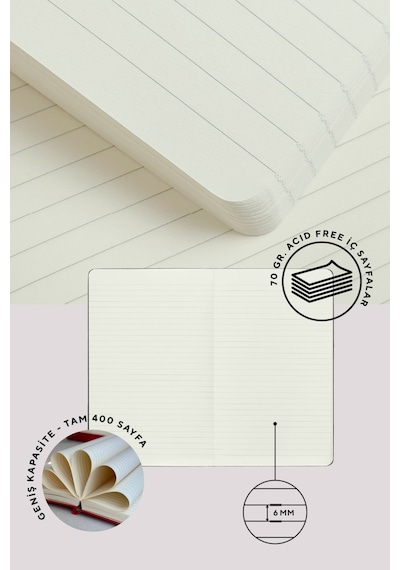 Nota Bene Classic Sert Kapak Defter, 9x14 Cm, Çizgili Siyah
