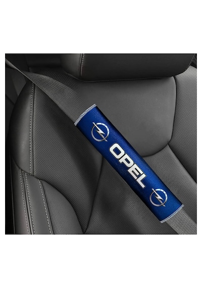 Opel Logolu Mavi Dijital Baskılı Araç Emniyet Kemer Pedi 2 Li Set Konforlu & Şık Kemer Koruyucu