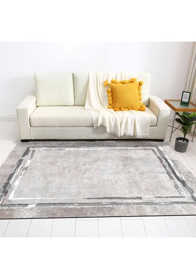 Lareny Kadife Pamuk Tabanlı Yıkanabilen Kaydırmaz Antibakteriyel Salon Halısı 120x180 Çok Renkli