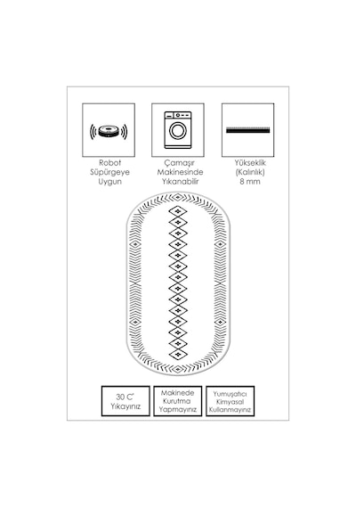 West Home Dijital Baskı Yıkanabilir Kaymaz Taban Oval Mutfak Halısı Salon Halısı Ve Yolluk Wh 375 White Oval